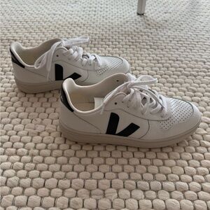 Veja White Sneakers with Black V Detail